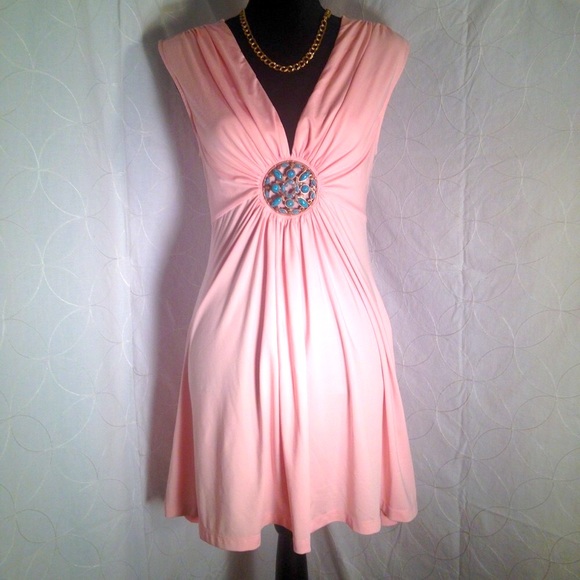 WR 9000 Dresses & Skirts - Lt Pink Summer Dress w/ Turquoise Medallion